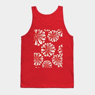 Abstract Red flower line art seamless digital pattern Tank Top